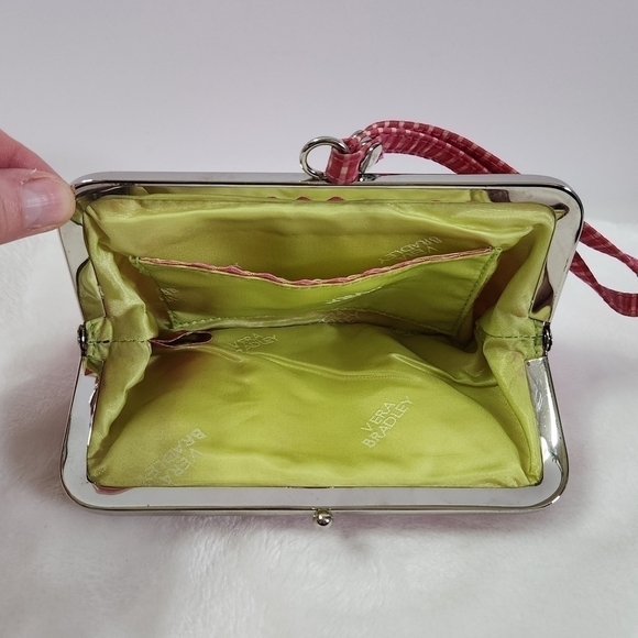 Vera Bradley Limited Edition Pink White Gingham Silk Collection Clutch Wristlet - Picture 9 of 14